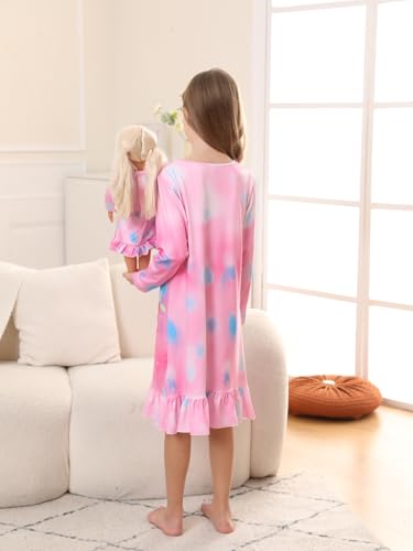 Bow Dream Toddler Girls Casual Dress and Matching American Girl Doll Clothes for Girls Cute Cartoon Kids Dress Party Birthday4