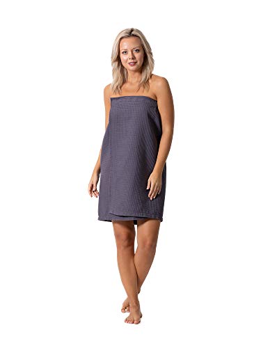 Image of Turkish Linen Women's Waffle Spa Body Wrap with Adjustable Closure