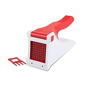 Kozdiko Plastic French Fries Maker Tater Slicer & Vegetable Cutter Manual French Fry Cutter, Potato Cutter Stainless Steel Potato Slicer Chopper Fruit Vegetable (Pack of 1)