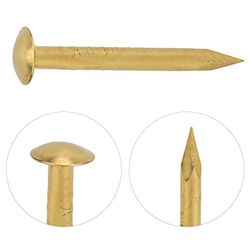Yosoo 100 piezas clavos de cabeza redonda de latón vintage 18 mm para manualidades y colgado de cuadros miniatura 4