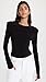 Norma Kamali Women's Shoulder Pad Long Sleeve Crew Top, Black, M