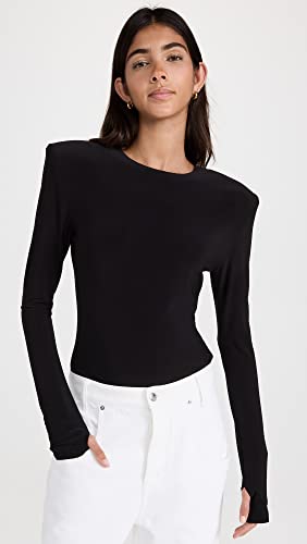 Norma Kamali Women's Shoulder Pad Long Sleeve Crew Top2