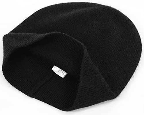 Easter Barthe Black Winter Slouchy Beanie Cashmere For Women Knit Beanie Black Cashmere Hat For Men Warm Wool Beanie Hat Men Cashmere Ski Beanie Hat (Black) #TOP2