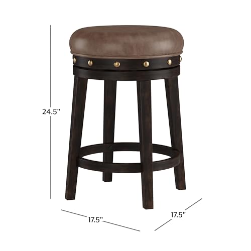 Hillsdale Benard Backless Swivel Counter Stool Height, Brown