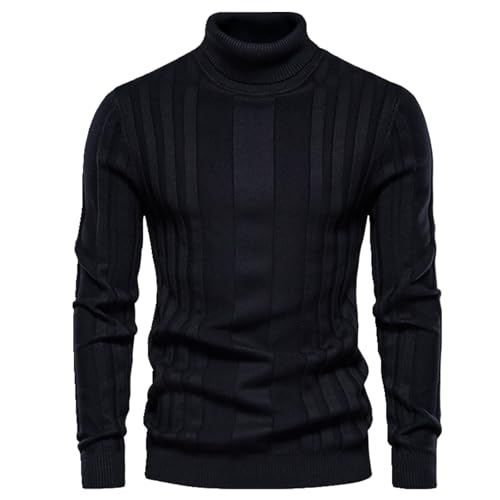 Men's Turtle-Neck Sweater Classic Solid Color Winter Pullover Warm and Windproof Comfortable Top