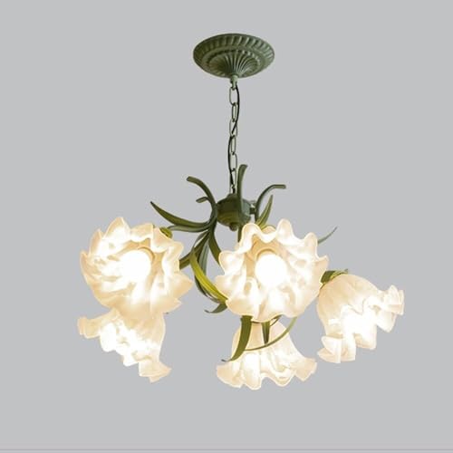 Grand luminaire rond en verre vert style dentelle pour table et plafond