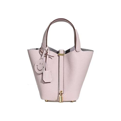 Genuine Leather Bucket Bag for women with Inner bag and Lock,trendy large-capacity handbag,Shoulder bag,purse