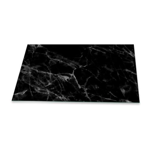 Pannello di protezione per scintille in vetro, per camino, in marmo, nero, 90 cm, per braciere