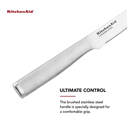 KitchenAid Gourmet Forged Steak Knife Set, High-Carbon Japanese Stainless Steel, 4 Piece, Brushed Stainless Steel