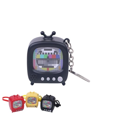 Vintage Miniature TV Keychain with Light-Up Screen,Classic Sound Effects & Nostalgic Test Pattern,for Keys or Bag (combo1)