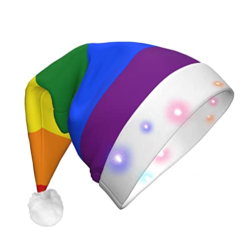 Jadery Chapeau de Père Noël arc-en-ciel – Lumineux, chapeau de Noël unisexe pour adultes, Nouvel An, fête festive, fournitures de Noël