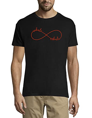 Inhale Exhale Infinity Symbol Herren T-Shirt aus Baumwolle mit Rundhalsausschnitt Schwarz Medium