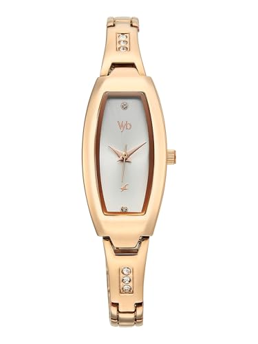 Fastrack Vyb Manifester with Quartz Analog Silver Dial Rose Gold Stainless Steel Strap Watch for Girls - FV60113WM01W