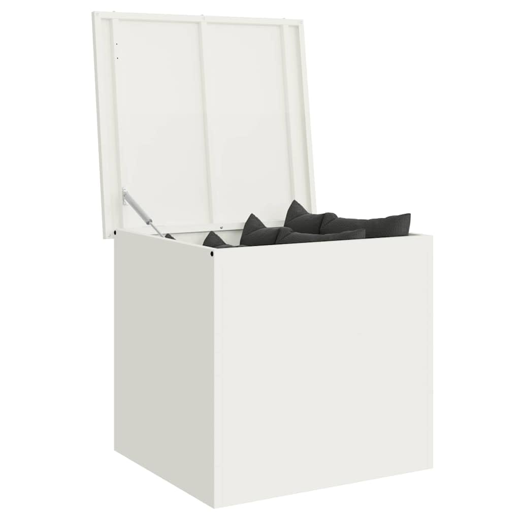 vidaXL Outdoor Storage Box White 55 x 50.5 x 50 cm Steel, Garden and Terrace Storage Solution, Weatherproof Box, Durable Metallic Organizer, Rectangular Industrial Cabinet