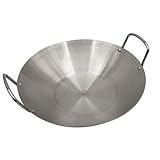 NIKUJUGA 26cm/10.23in Thickened Stainless Steel Wok Dual- Handled Wok Frying Pan for Chinese Style S