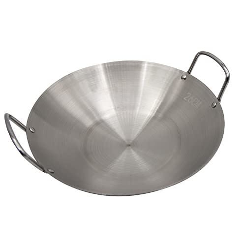 Nikujuga 26Cm/10.23In Thickened Stainless Steel Wok Dual- Handled Wok Frying Pan For Chinese Style Stir-Fry, Noodles, Vegetables #TOP30