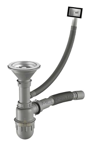 GRANITAN Spülbecken mit Siphon 38 x 38 cm - Einbauspüle aus Stahl - Edelstahlspüle mit Hahnloch für Spülbecken Durchmesser 92mm - Waschbecken für Küche - Satin