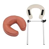 KiBcsLic Mesa de masaje con cojín, reposacabezas ajustable para cama, cama, hogar, tienda, salón, spa, etc, Rojo Marrón