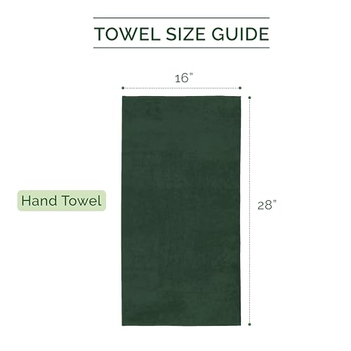Image of Elegant Comfort 100% Turkish Cotton 4 Lines Viscose Stripe Luxury 4 Pack Hand Towel Set - Ultra Absorbent and Soft 16 x 28 Inch Premium Hotel Spa Quality Towels for Everyday Bath Use, Hunter Green