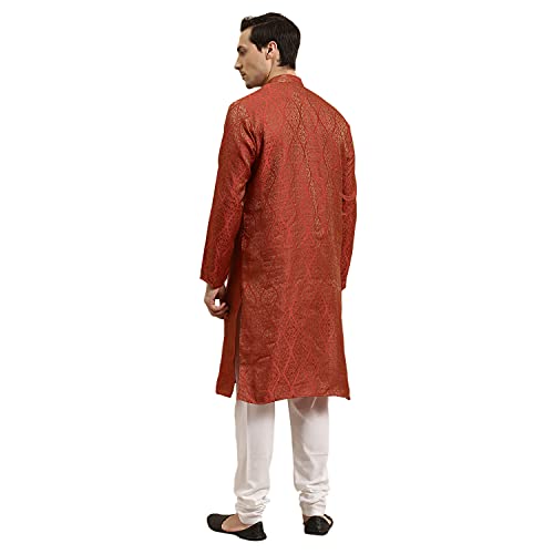 Image of Sojanya (Since 1958 Men'S Cotton Linen Blue Foil Printed Only Long Kurta