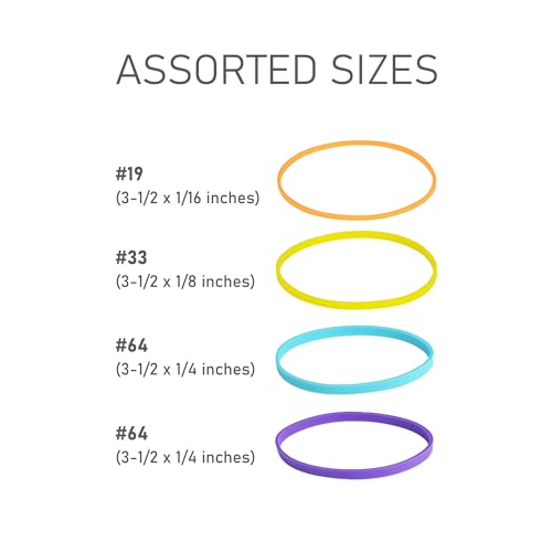 Lotfancy 13Y-5407-Y Rubber Bands, 1/2 Pound Assorted Size Colored Rubber Bands Office Supplies thumb #1