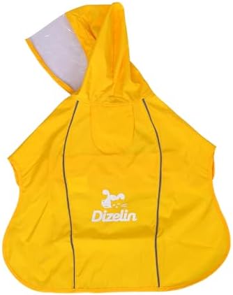 Chubasquero para Perros con Capucha Transparente Abrigo Impermeable de Lluvia Ajustable con Cierre de Velcro Ropa Impermeable Ligera para Paseo (Amarillo, 25x36x28cm)