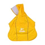 Chubasquero para Perros con Capucha Transparente Abrigo Impermeable de Lluvia Ajustable con Cierre de Velcro Ropa Impermeable Ligera para Paseo (Amarillo, 40x50x42cm)