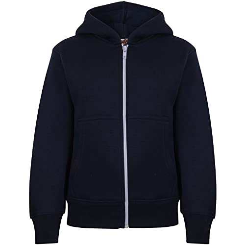 Zip Up Full Zip Hoodie Veste Capuche Bleu Marine Enfant 2-3 Ans