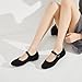 BABUDOG Womens Mary Jane Flats with Strap,Faux Suede Black Flats Shoes,Flats Shoes Women Dressy Comfortable(Black 07)
