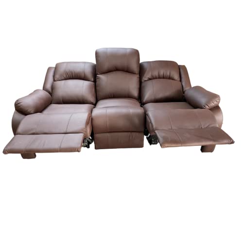 Image of Sofa 3 Seater - Ergonomic Leatherette Design with Plush Support, Includes 5-Year Warranty for Living Room Comfort and Durability