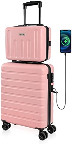 AnyZip Suitcase, 20" Carry On Luggage 14" Mini Cosmetic Cases Lug...