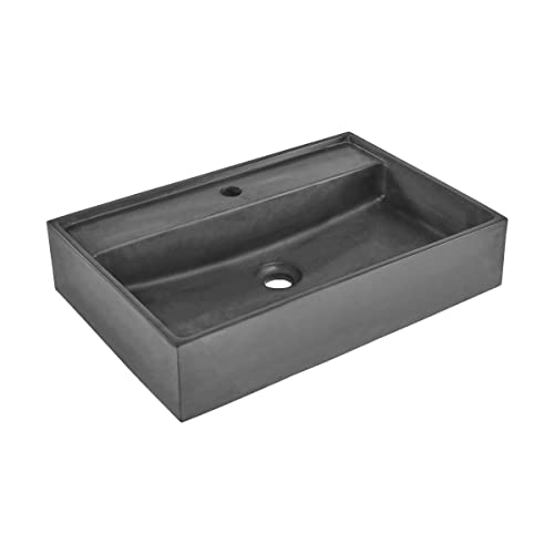 Lisse 16” Square Concrete Vessel Bathroom Sink In Dark Grey #TOP2
