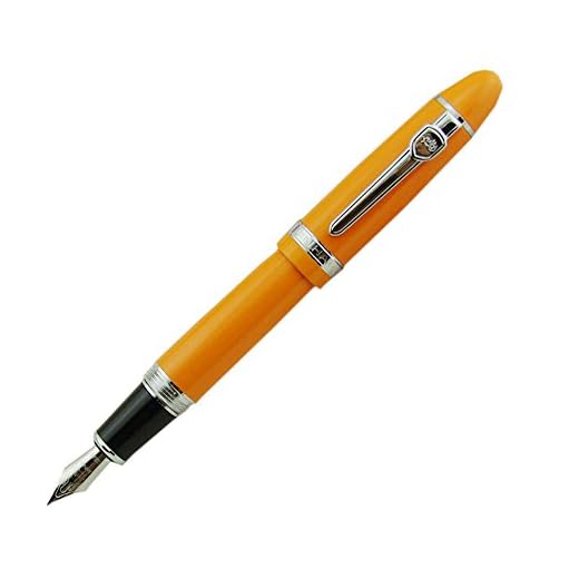 Lanxivi Jinhao 159 Fountain Pen Orange Color Silver Trim Big Heavy with Pen Pouch