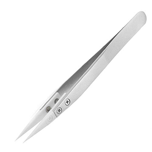 Ceramic Tweezers, Stainless Steel Ceramic Tweezers, Non-Conductive, Applicable to Precision...