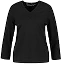 Samoon Damen Basic Pullover mit V-Ausschnitt Langarm unifarben Black 54