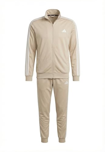 adidas Herren Sportswear Basic 3 Stripes Tricot Track Suit, Crystal Linen/white, L