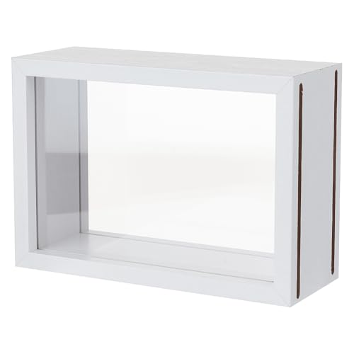 OLYCRAFT Caja de sombra rectangular de 16 x 6 x 11 cm, marco de madera con ventana acrílica transparente de doble cara para flores secas, hojas, muestras