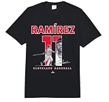 Number and Portrait Jose Ramirez Cleveland MLBPA Comfort Colors Adult Heavyweight T-Shirt