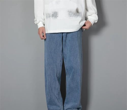 Men's Casual Jeans Solid Color Long Denim Pants Four Seasons Straight Wide Leg Trousers Classic4