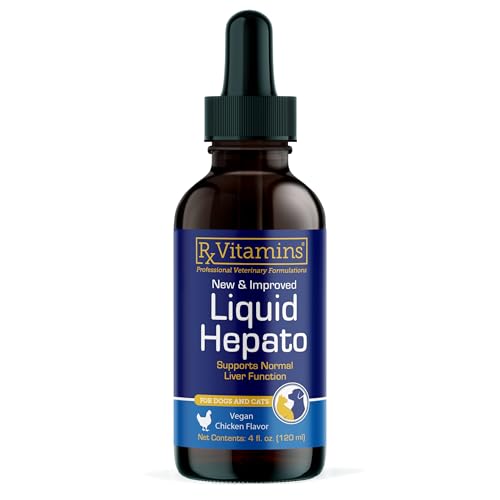Rx Vitamins Liquid Hepato - Liquid Liver Support Supplement with Milk Thistle Extract - Hepatic Dog Supplement Enriched with Vitamin B Complex - Chicken Flavor (4oz)