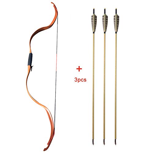 ZSHJG Traditional Longbow Handmade Recurve Bow 20lbs Archery Bow Takedown Traditional Bow Hunting