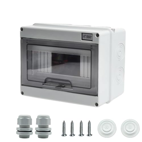 Shengbowi Distribution Protection Box MCB 8 Way IP65 Waterproof DIN Rail Mounted Indoor & Outdoor Electrical Enclosure Consumer Unit Surface-mounted Circuit Breaker Boxes