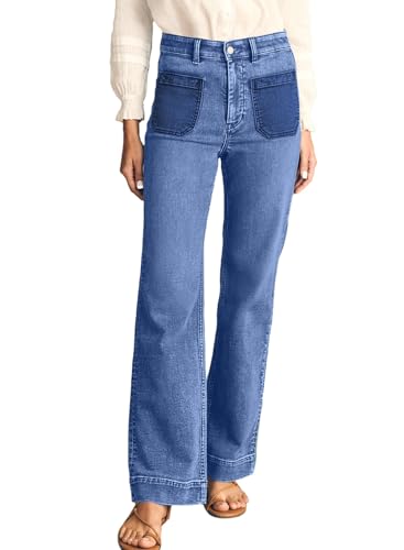Image of Astylish Women's Wide Leg Jeans High Waisted Denim Pants