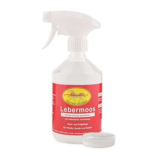 Scheidler horse-direkt Lebermoos Extrakt 20% ig 500ml sprühfertig Haut- u. Fellpflege bei Pferden Hunden und dem Zubehör Lebermoosextrakt Made in Germany