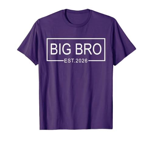 Big Bro Est. 2026 New Big Brother Pregnancy Announcement T-Shirt, Men, Purple, Small