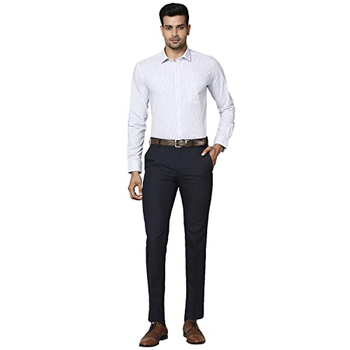 Image of Park Avenue Men's Pure Cotton Stripe Pattern Slim Fit Semi Cutaway Collar Full Sleeve Formal Shirt