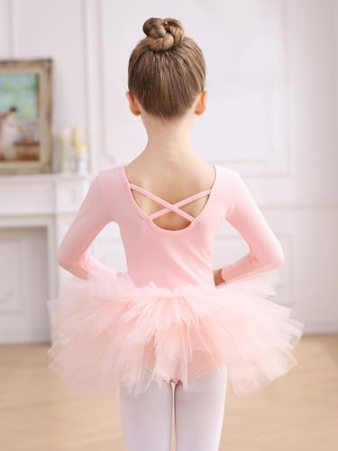 EASTBUDDY Ballet Dress for Girls,Toddler Dance Leotard with Tutu Skirt Short/Long Sleeve Ballerina Outfit3