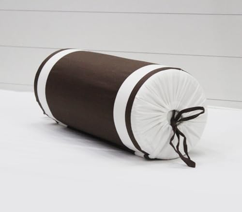 Image of AURAVE Luxurious Cotton Satin 400 TC Bolster Cover with Drawstring Closure, Set of 2, Soft Breathable Durable Machine Washable for Sofa Bed & Home Decor, 15 inchx30 inch, Coffee Brown | Cover Only