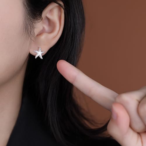Reffeer Solid 925 Sterling Silver Starfish Stud Earrings for Women Teens Beach Stud Earrings Sea Fish Earrings3