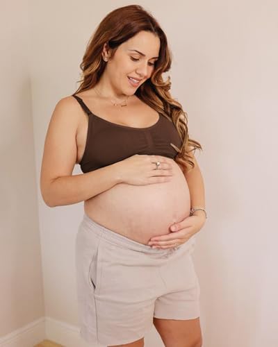 Stelle Nursing Bras Maternity Bra for Breastfeeding Pregnancy Wireless Bralette with Pads, Extenders（Cocoa,L） — view 2
